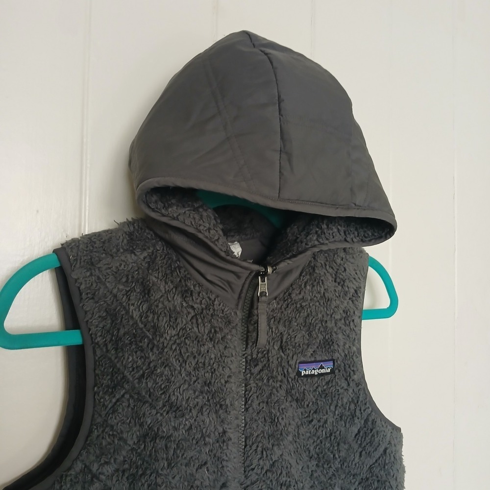 Patagonia Los Gatos Hooded Vest Women's XS Forged Grey Full Zip Reversible 25221